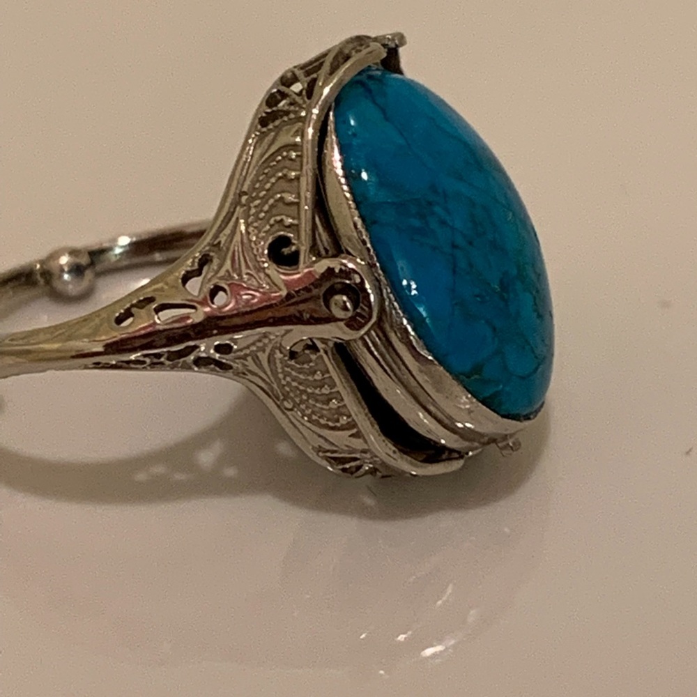 Antique 14K White Gold Art Deco Flip Ring Sz 5.5